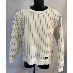 Mens Nike SB Ivory Pinstriped Sweatshirt Cotton Blend Size Small